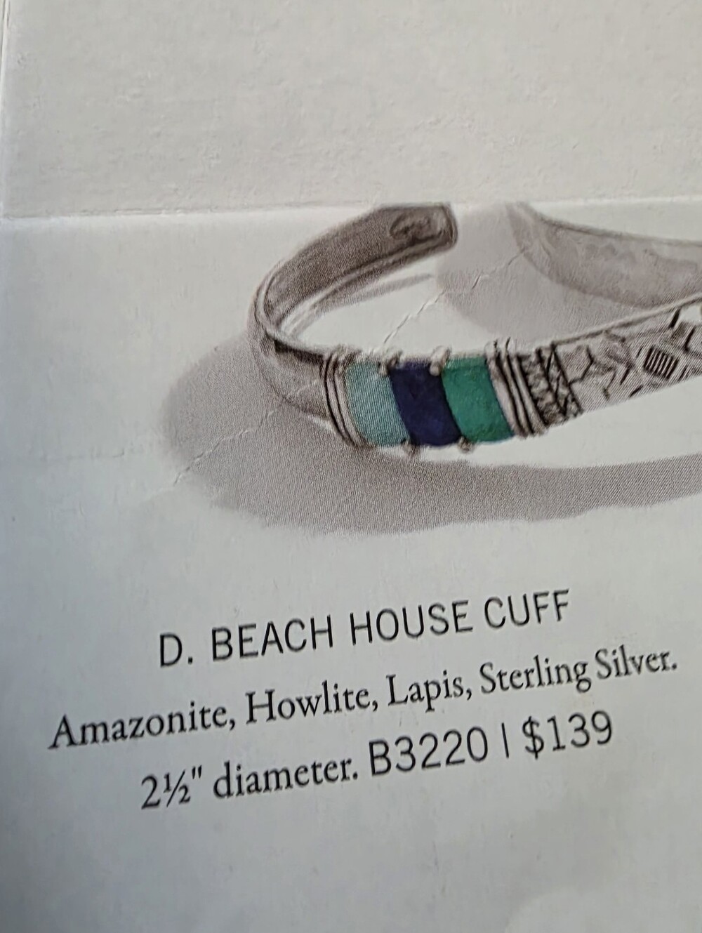 Silpada Sterling Silver Amazonite Howlite Lapis Beach House Cuff Bracelet B3220 - Picture 8 of 8